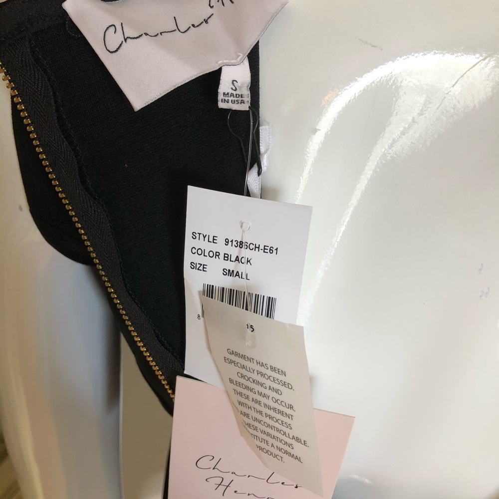 NWT Charles Henry Black LBD Sheath Dress S - Picture 5 of 6